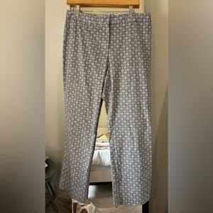 Sigred Olsen Printed Straight-Leg Pants in Grey/lt blue Size 10. Cotton blend